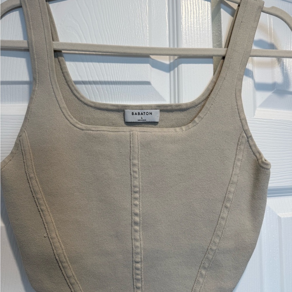Babaton Beige Square-Neck Tank with Princess Seams